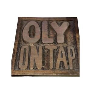 Vintage Wood Sign Custom Plaque Olympia ON Tap Design Engraved Wooden Deco